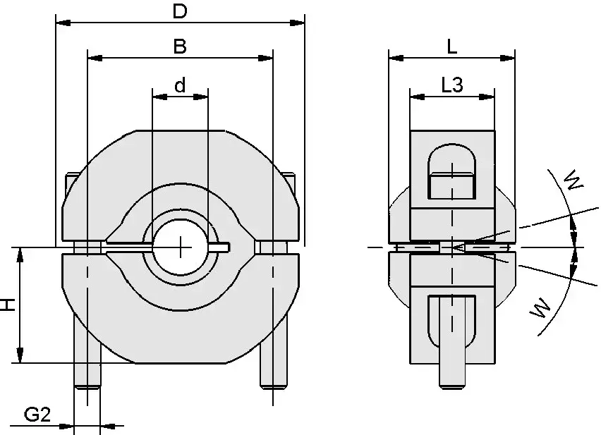 technical drawing front and side views with dimensions of suction cup connection