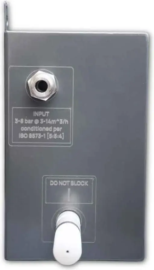 front view of SoftGripping vacuum control unit showing input connector and white nozzle