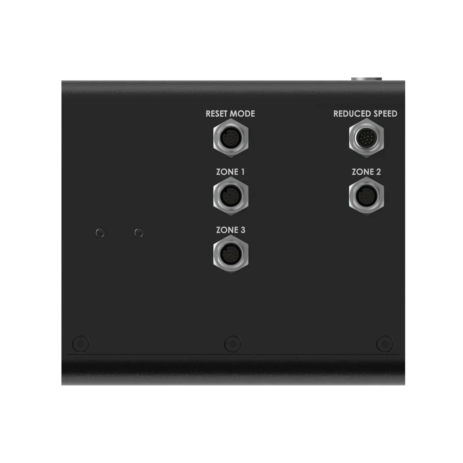 bottom view of the Vention MachineMotion Safety Relay showing five connector ports