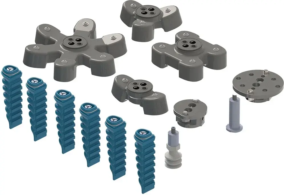 angled view of SoftGripping Construction Kit SG.AN.B6 parts on a white background