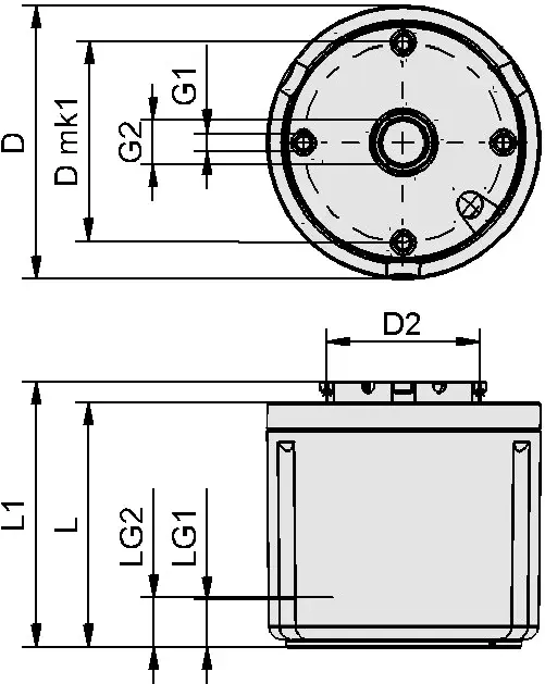 technical drawing showing dimensions and layout of Schmalz CobotPump vacuum pump