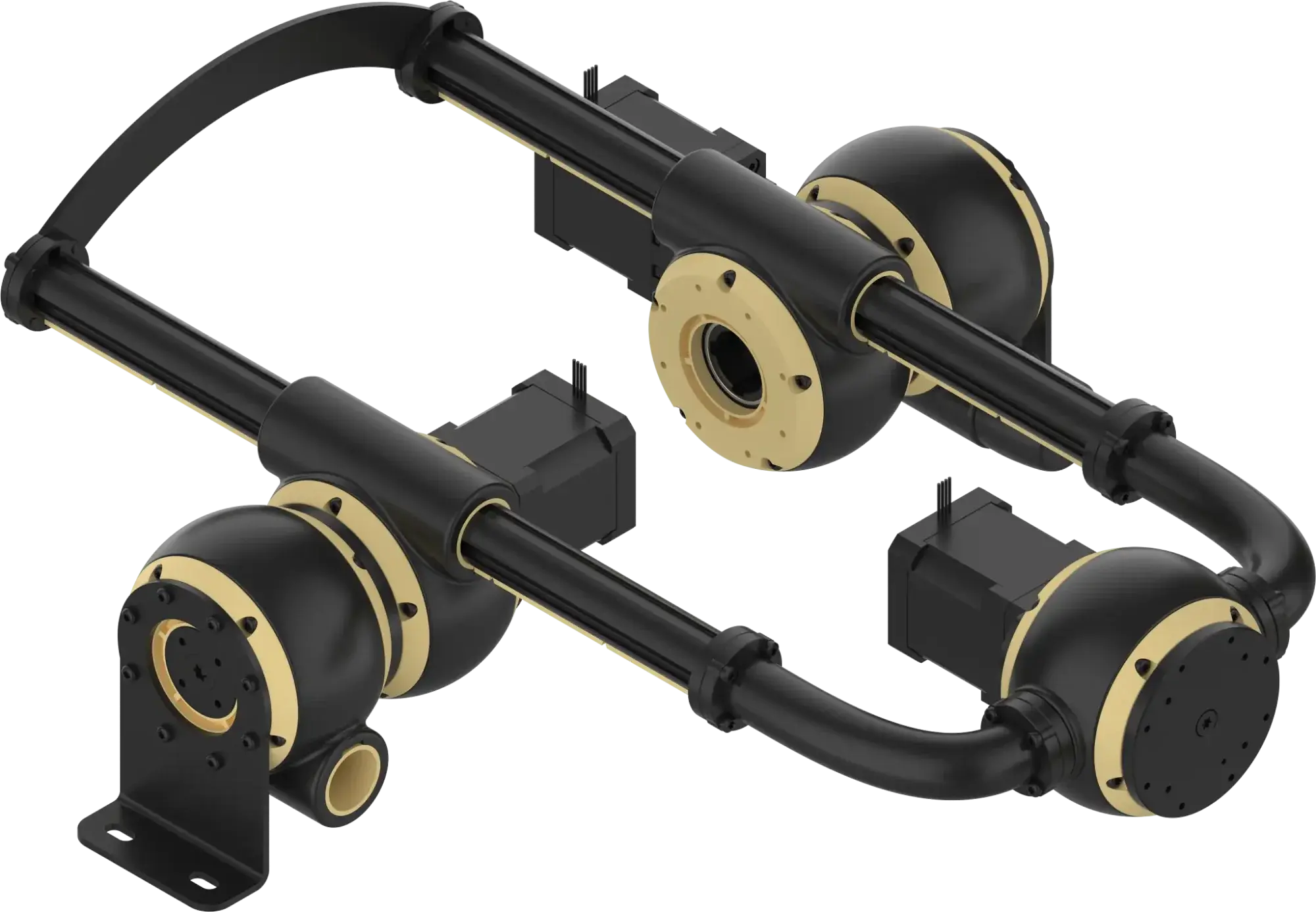 angled assembled view of the igus Apiro Robotic Kit RL-A9.0200 showing arm joints and motors