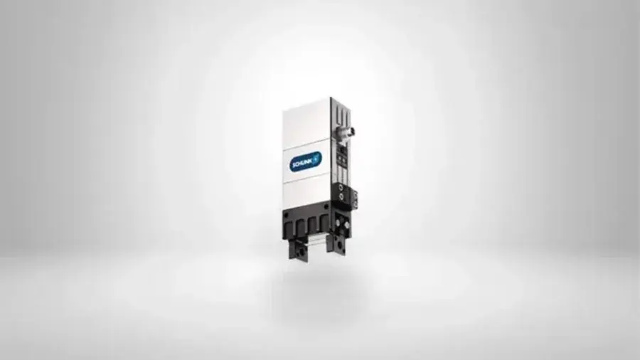 front view of SCHUNK EGP Series electric gripper on plain background