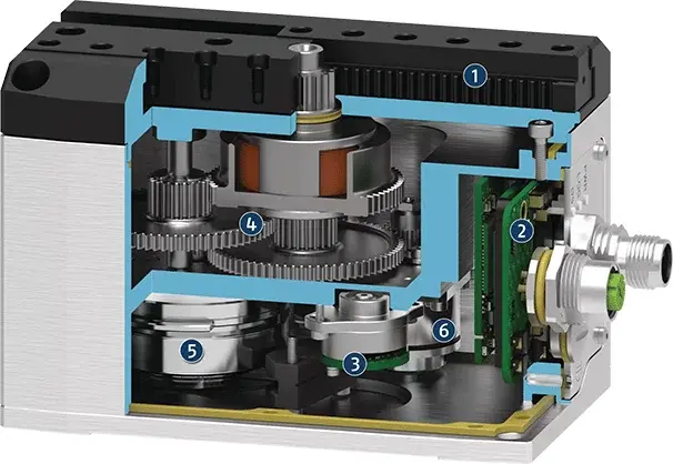cutaway diagram showing the internal components of the electric gripper