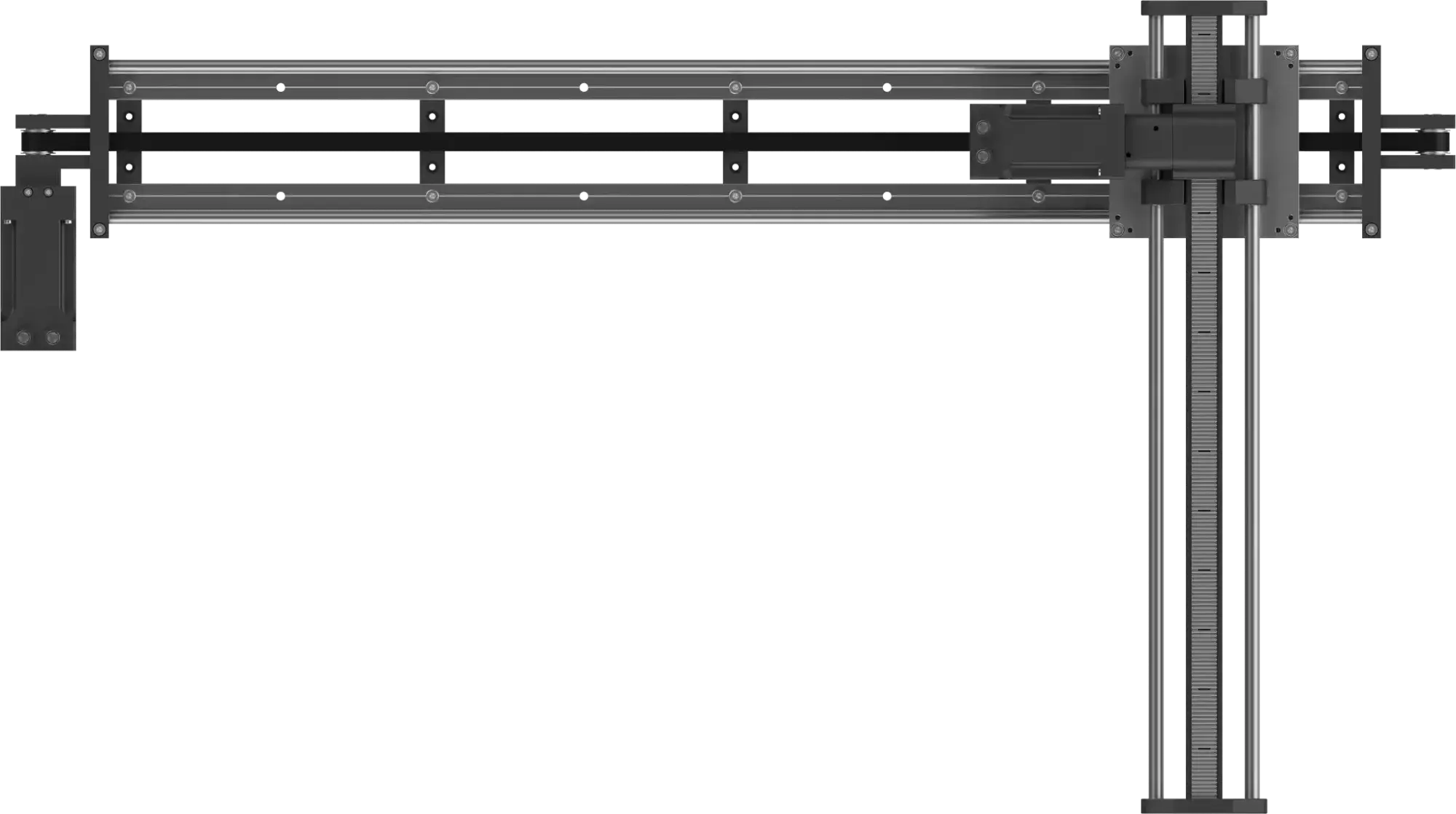 top view of igus drylin DLE-LG-0002 Cartesian gantry robot with metal frame and linear guides
