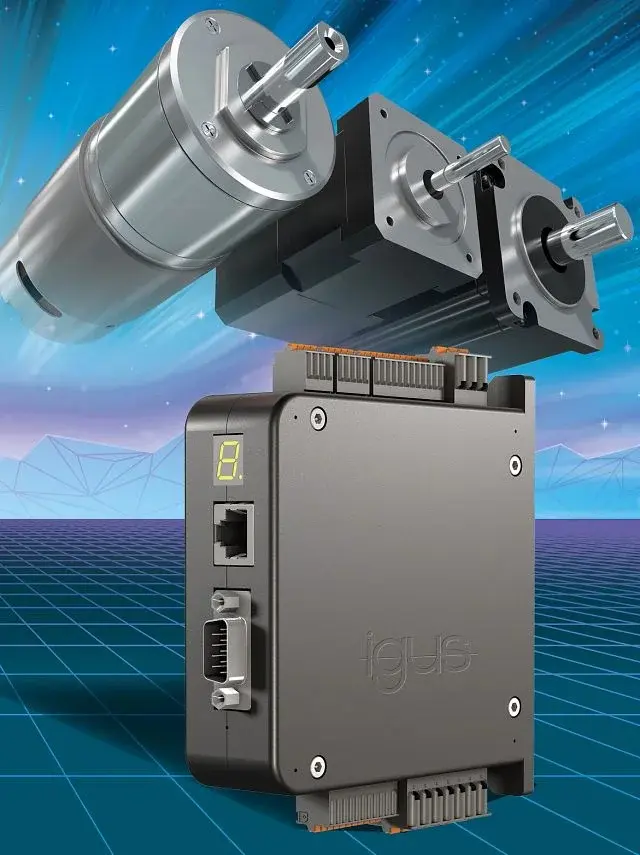 front view of igus drylin dryve D1 Motor Controller with motors in background