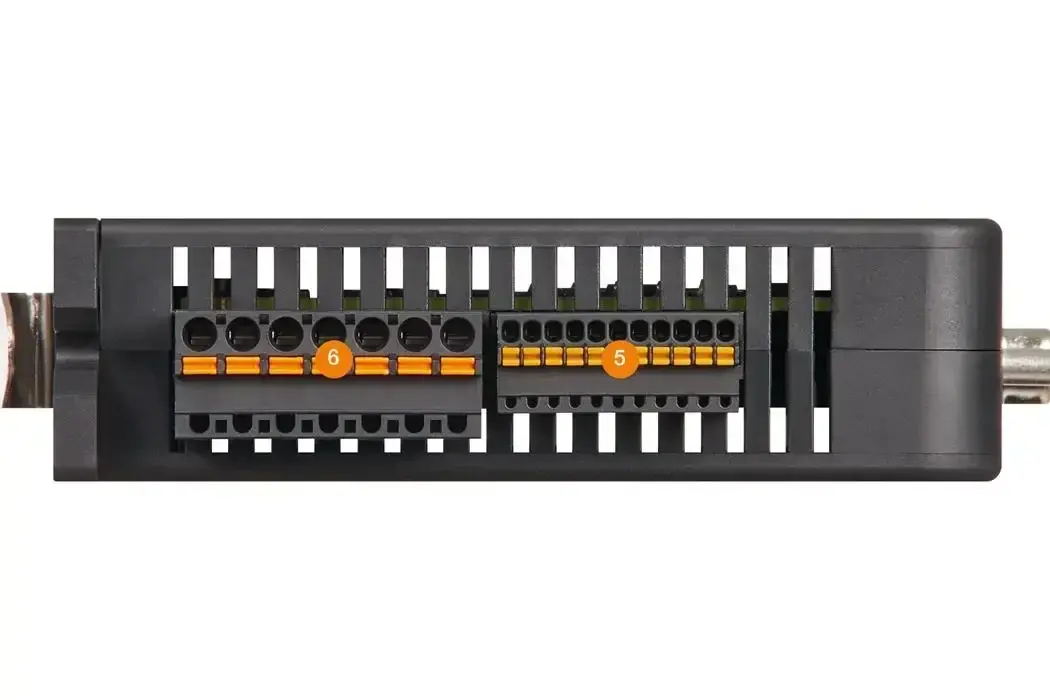 close-up front view of igus drylin dryve D1 Motor Controller connectors