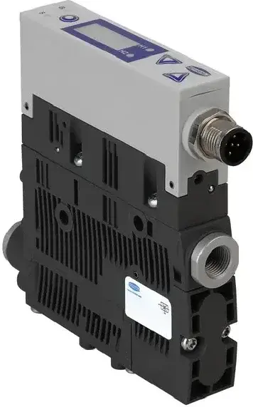 Compact ejector showing front side with connector and label