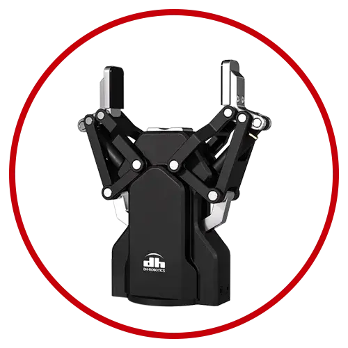 front view of DH Robotics AG-105-145 Adaptive Gripper with open 2-finger configuration