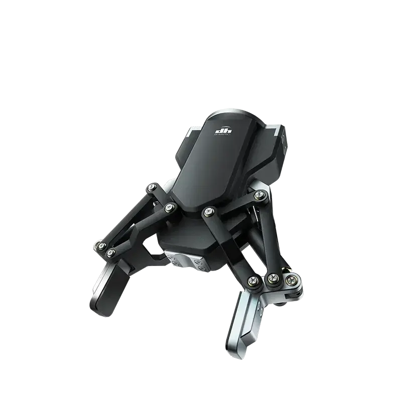 angled top view of DH Robotics AG-105-145 Adaptive Gripper with two fingers spread