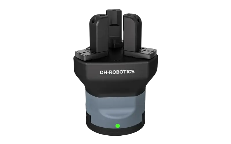 front view of 3-finger electric gripper with DH-Robotics logo