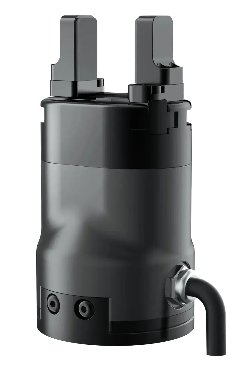 electric parallel gripper showing front and side with cable connected