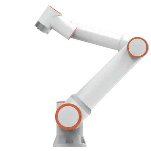 side view of a white and orange Fairino FR30 cobot arm