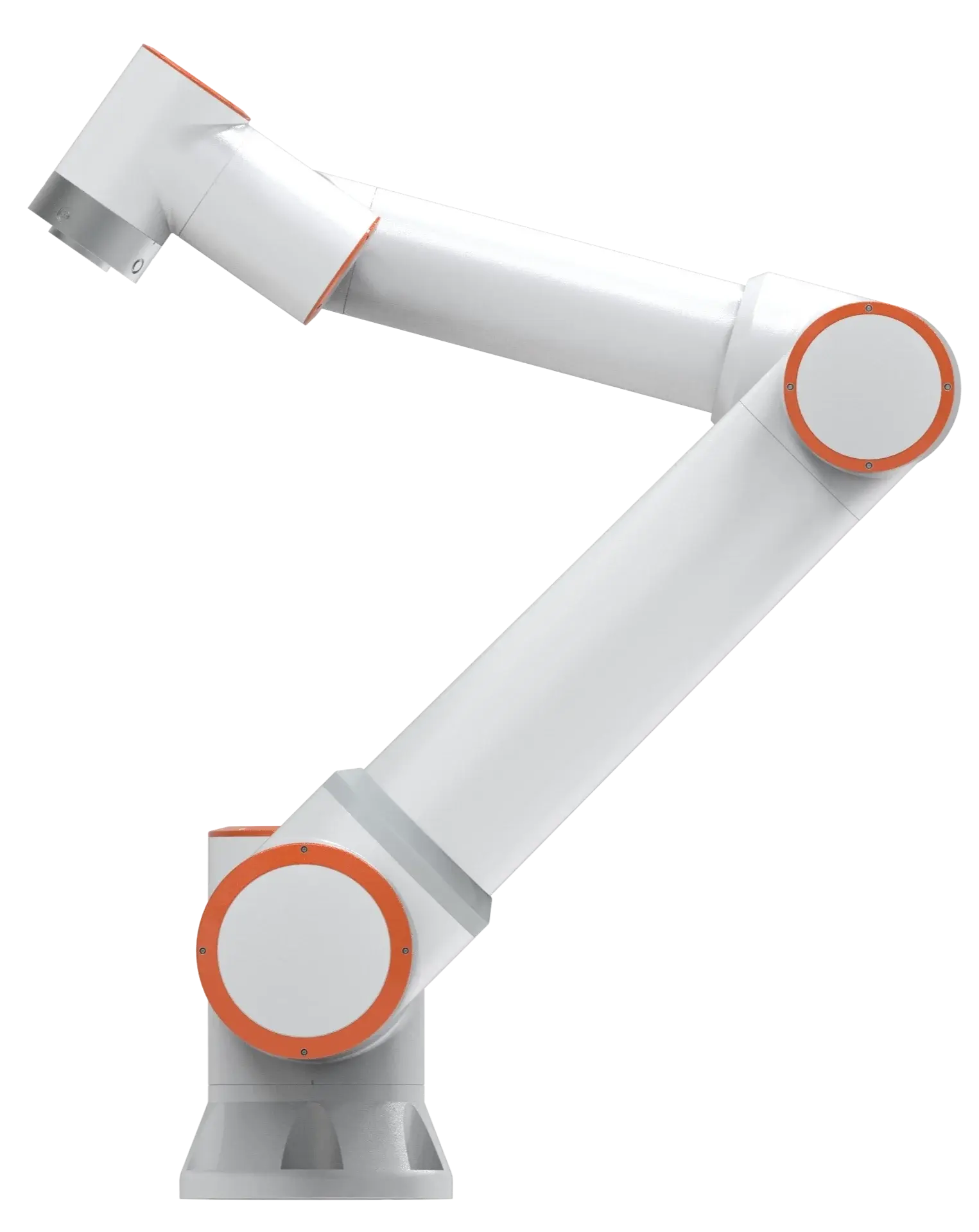 side view of Fairino FR30 robotic arm with white body and orange joint covers