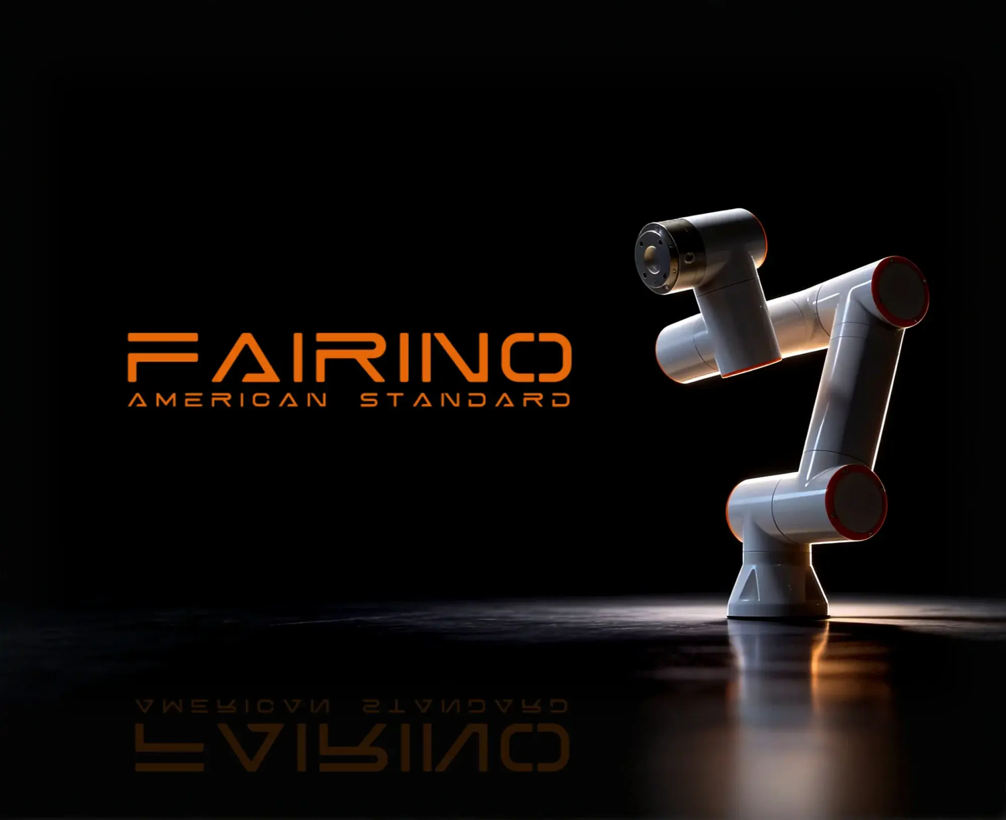 side view of Fairino FR30 robot arm with dark background and brand logo