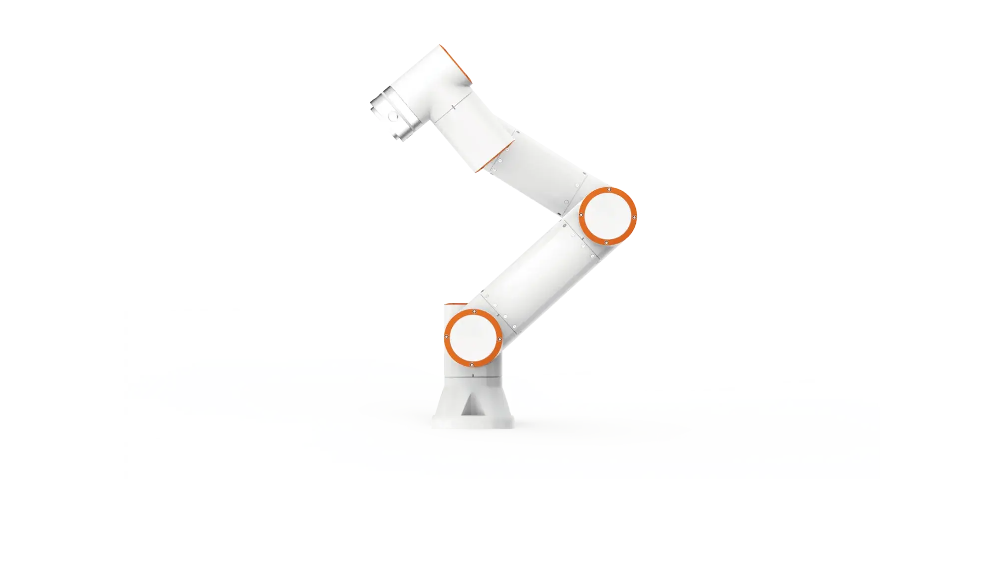 side view of FAIRINO FR20 industrial robot arm on white background