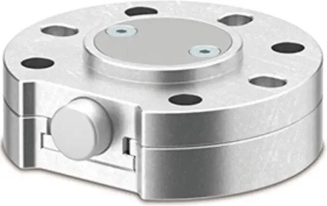 front side view of SMC RMTM1 automatic tool changer with circular metal body